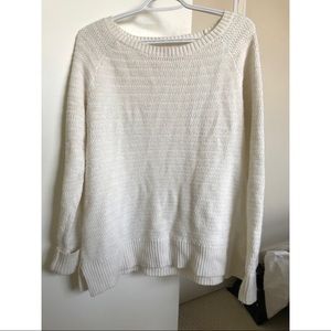 LOFT Cream White Knit Sweater Size L